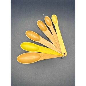 Vtg Set of 6 Measuring Spoons Kitchen Baking Cooking Utensil Tools Hong Kong
